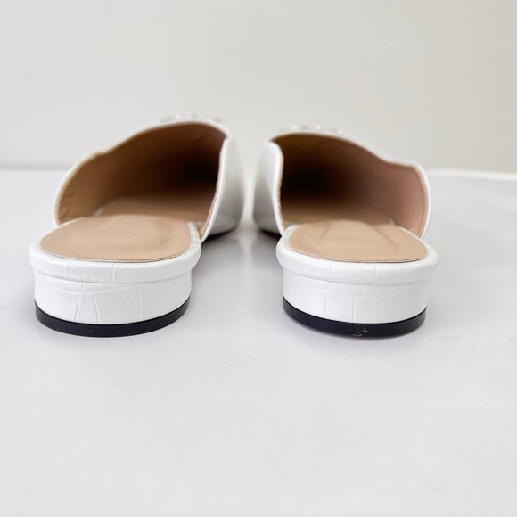 NEW Crocodile Pattern Flat Mules with Rhinestone & Faux Pearl, Sz EU 38( US 7.5) - Picture 11 of 14